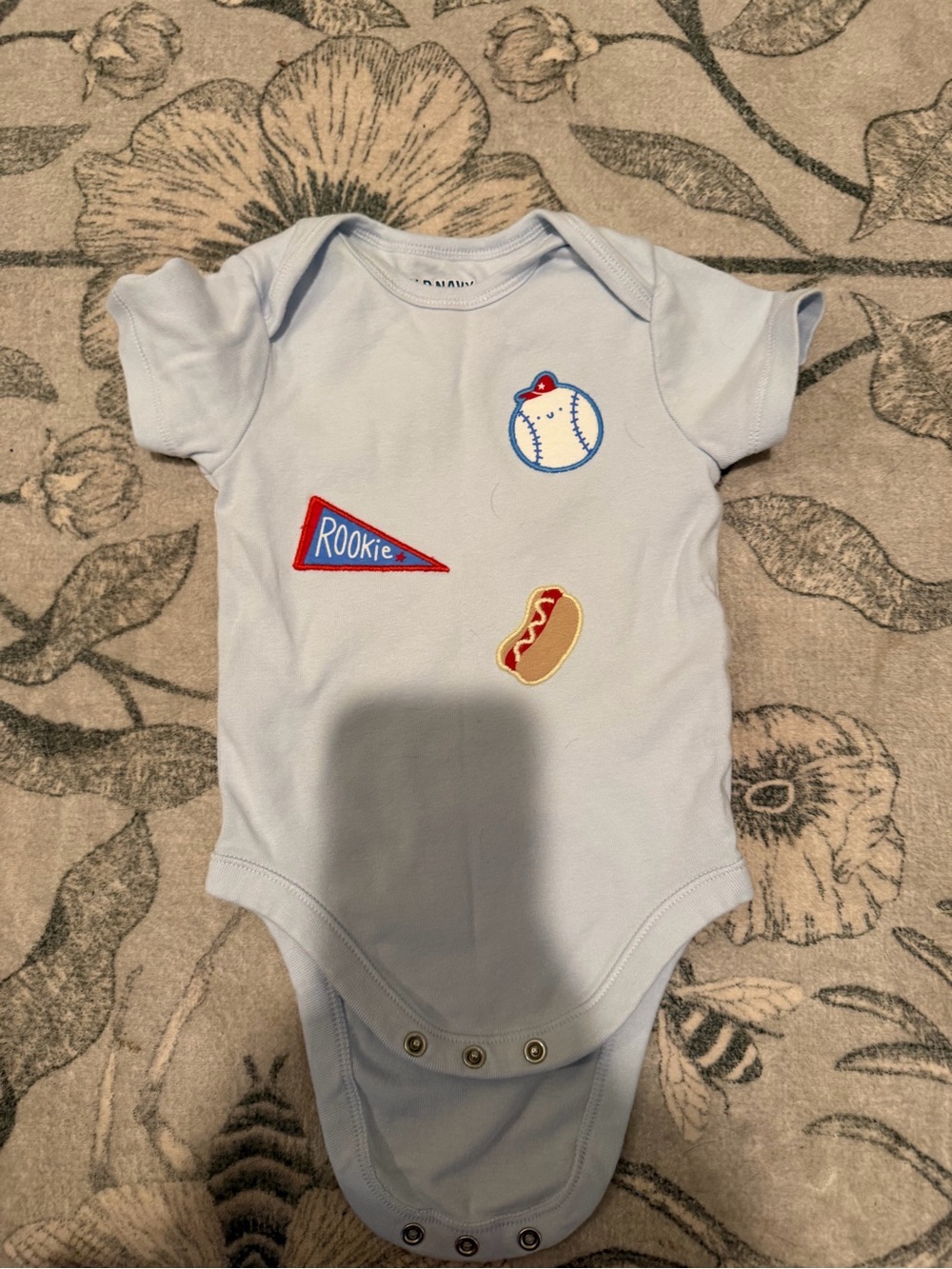 Old Navy Light Blue Baby Bodysuit with Sports Patches